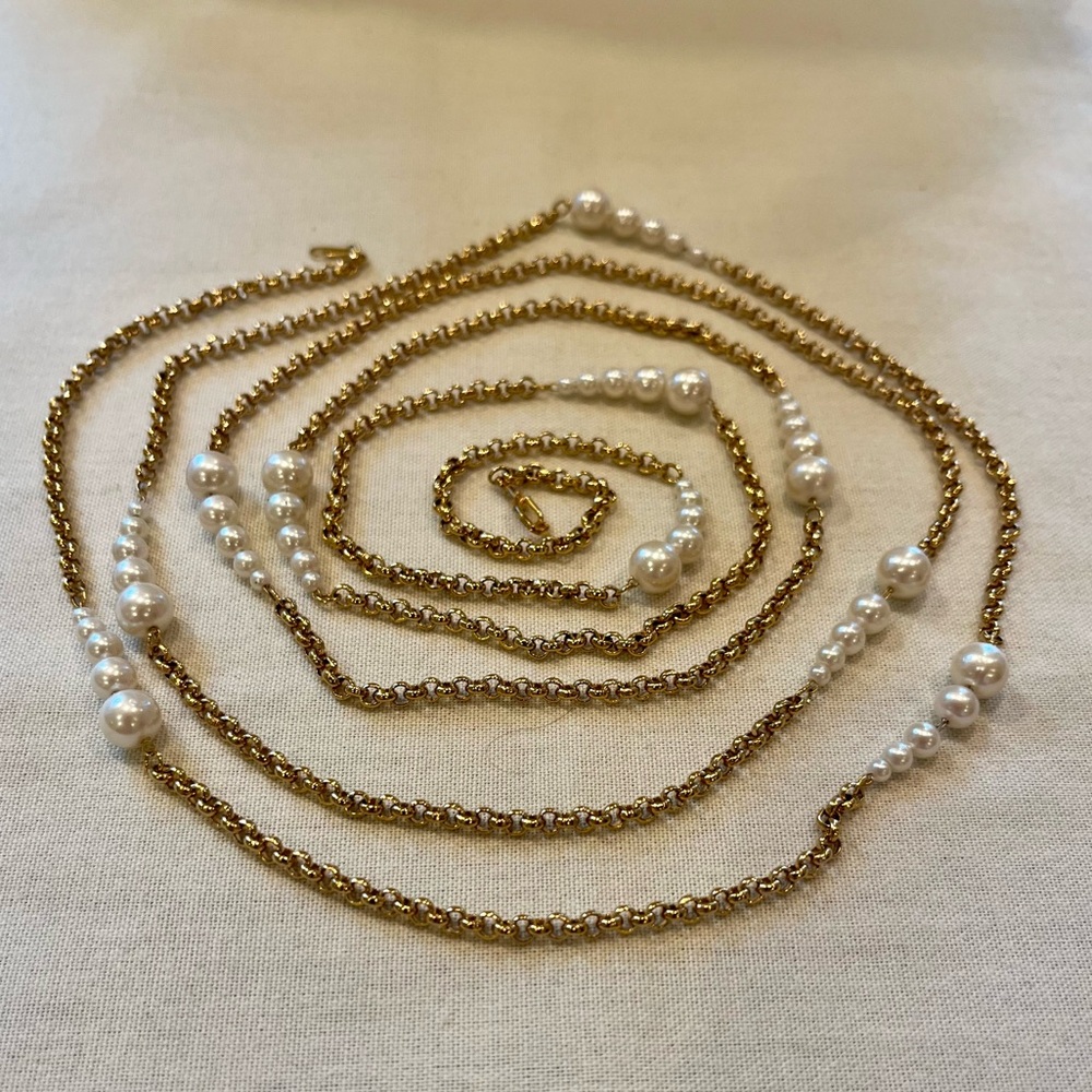 Vintage Gold and Pearl “Rope” Necklace